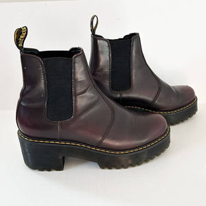 Dr. Martens Rometty Lug Sole Chelsea Boots Dark Burgundy Red Women's 9